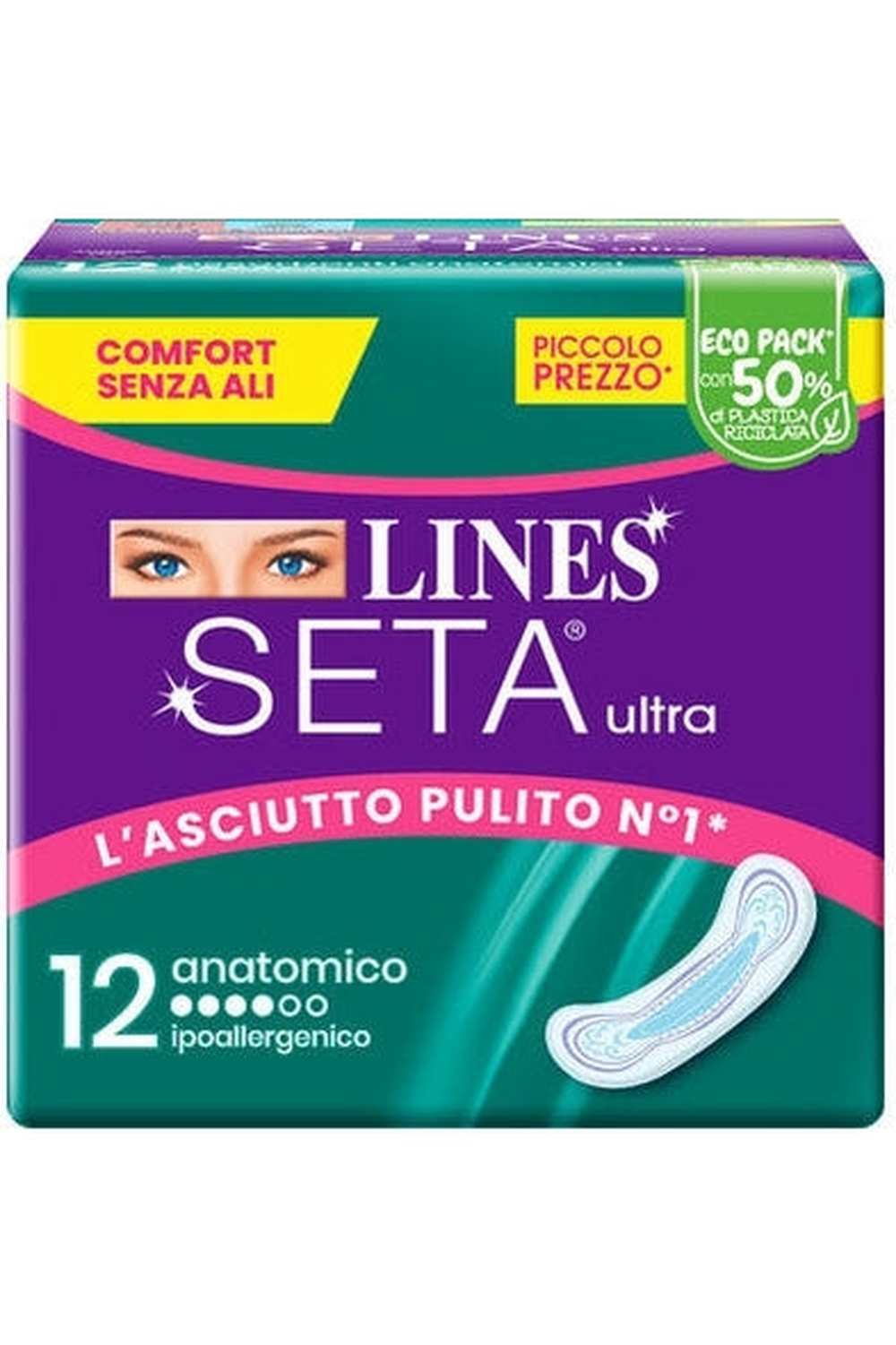 Lines Seta Ultra Anatomico – Assorbenti Ultra Sottili, Massimo Comfort e Protezione, Formato Convenienza
