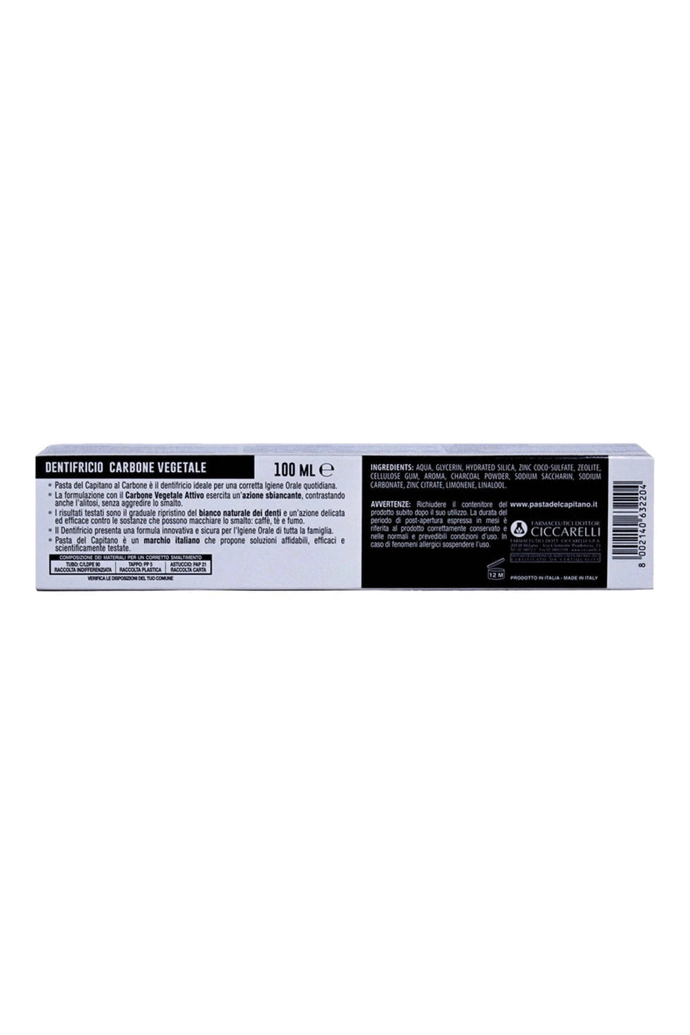 Captain's Pasta Toothpaste 100ml Charcoal