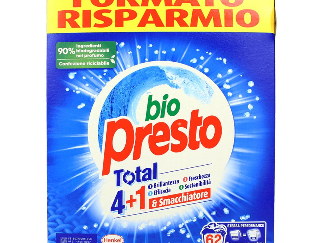 Biopresto 62 Misurini Polvere – Detersivo Lavatrice ad Alte Prestazioni per un Bucato Impeccabile