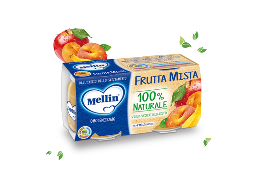 Omogeneizzato Mellin 100g Frutta Mista – Confezione da 6 Pz, per Neonati e Bambini