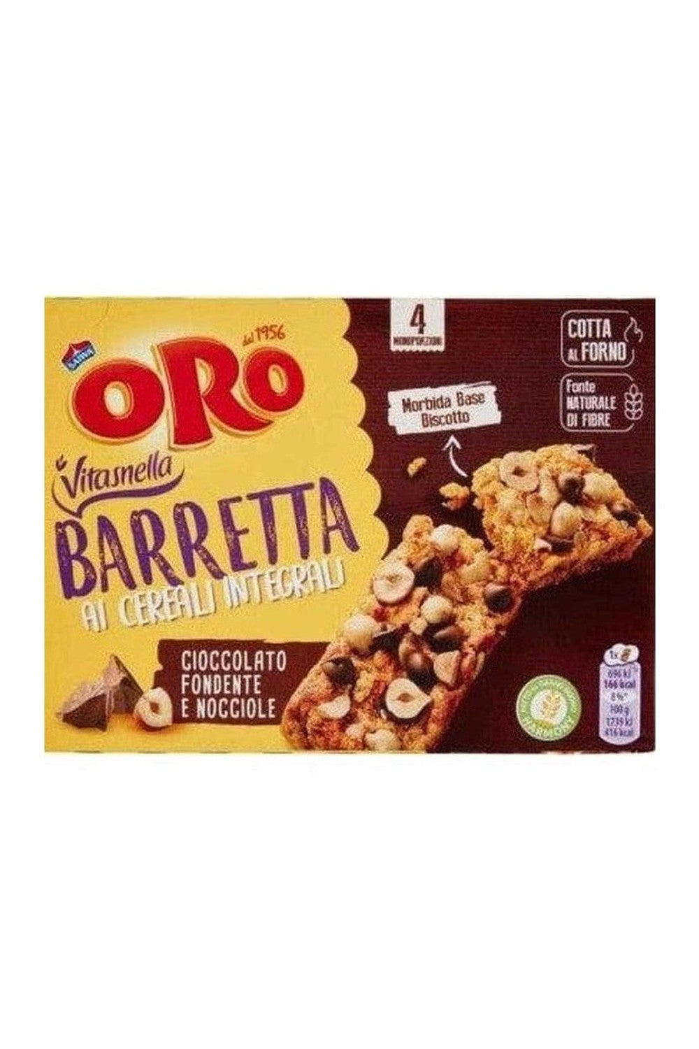 5X Oro Saiwa - Oro Barretta ai Cereali Integrali e al Cioccolato Fondente e Nocciole 160 g - Barrette, Snack