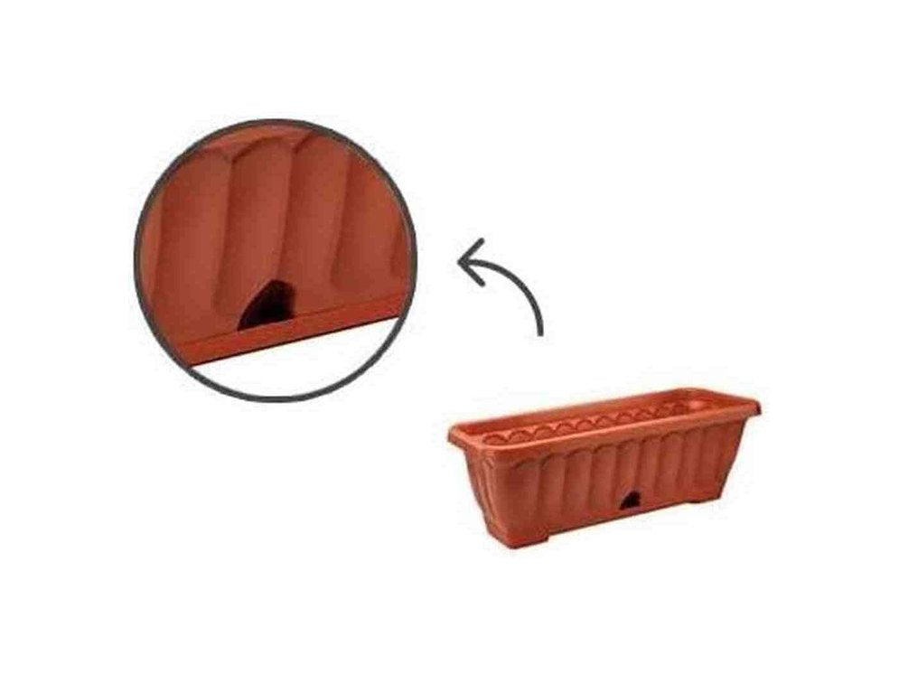 40cm Rectangular Balcony with Water Reserve - Outdoor Vase for Plants and Flowers