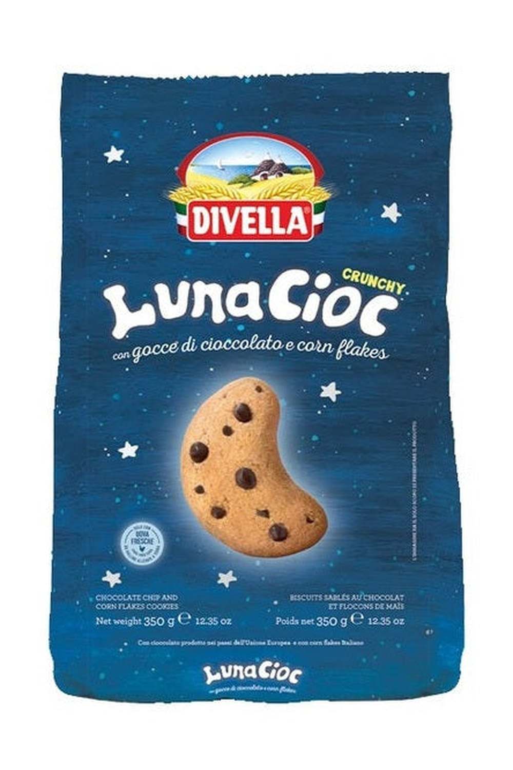 Biscotti Divella Lunacioc 350g con Gocce di Cioccolato e Cornflakes – Gusto Croccante e Goloso