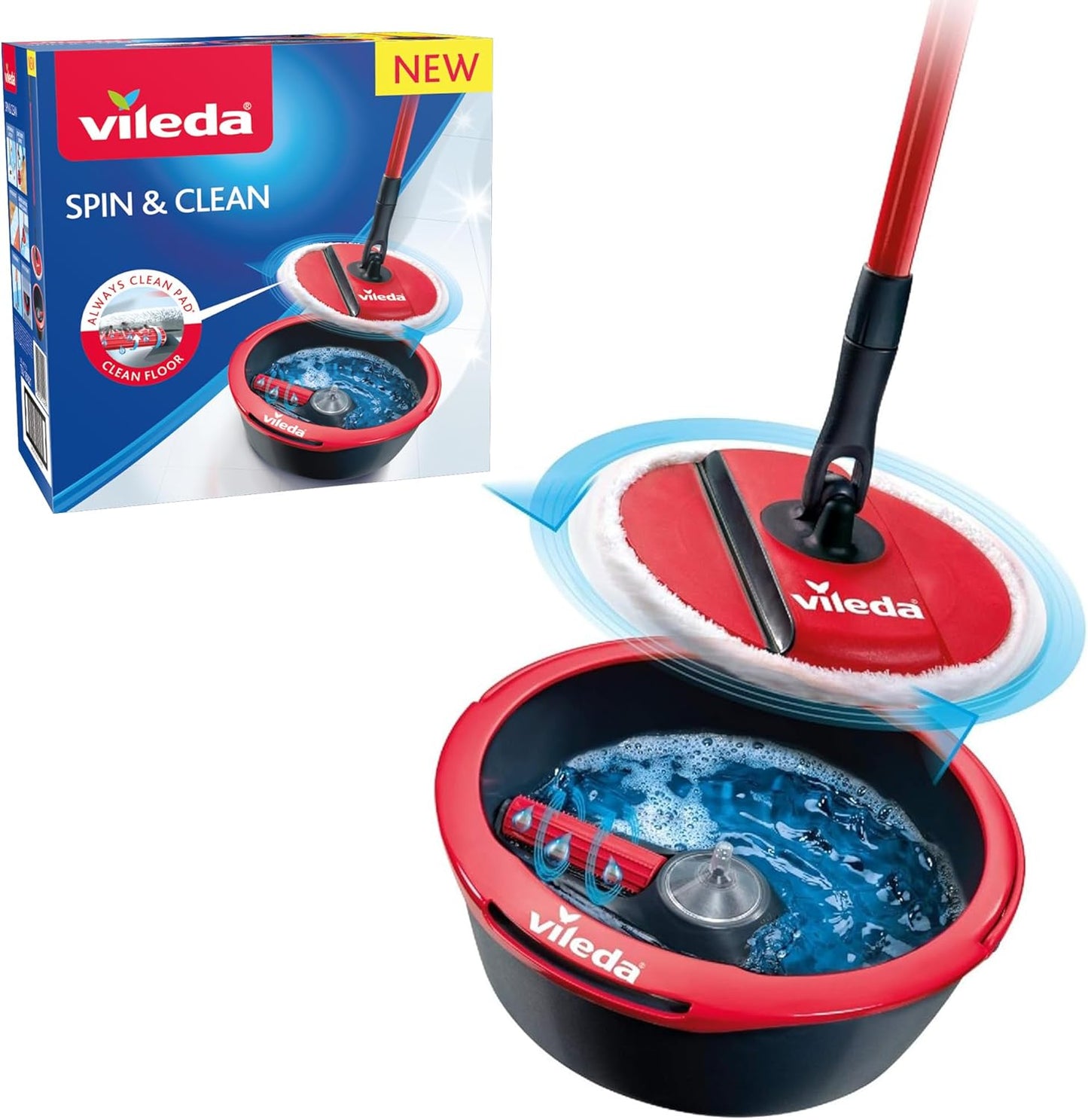 Vileda Spin Clean Sistema Lavapavimenti con Rullo Autopulente