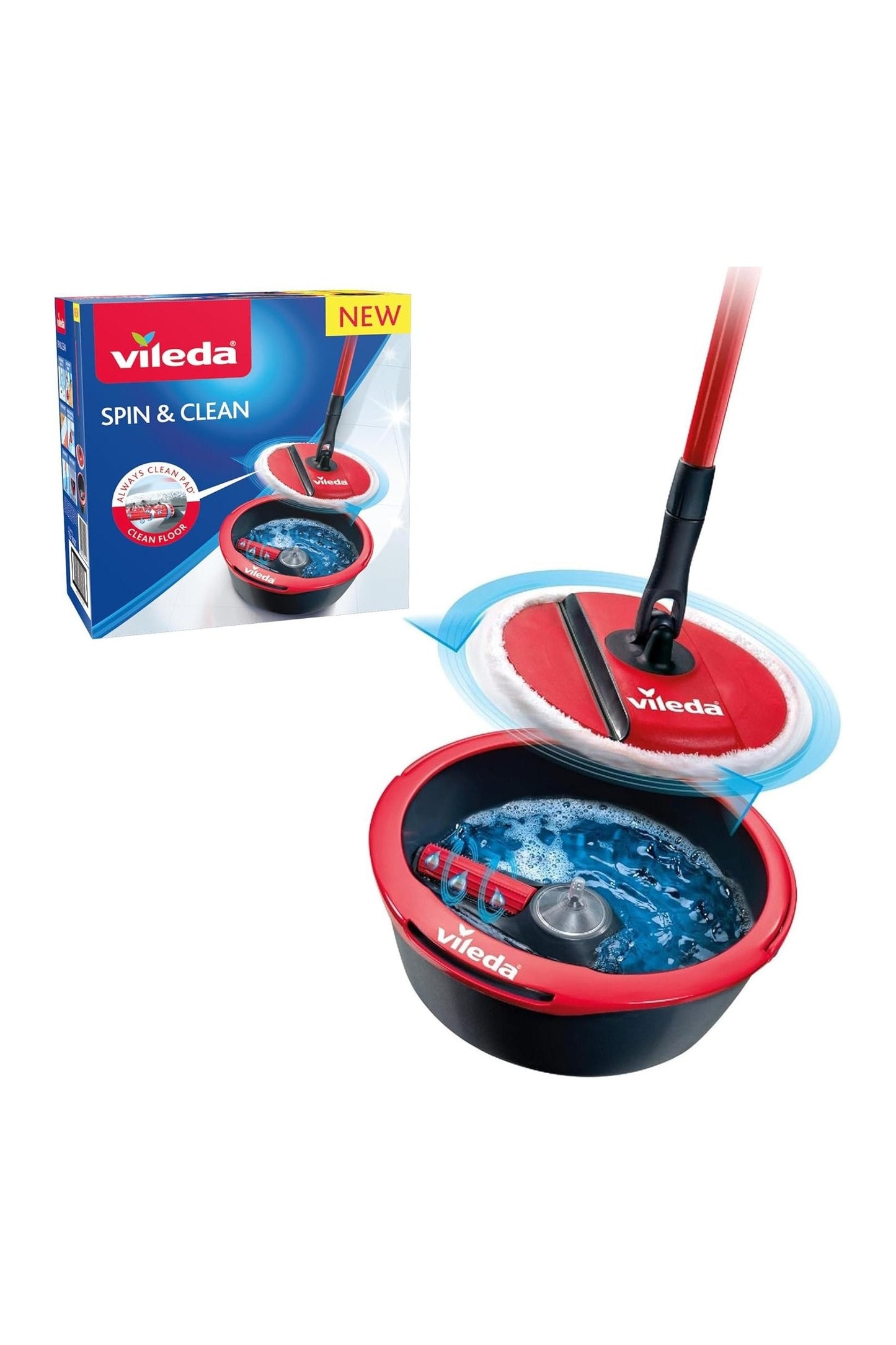 Vileda Spin Clean Sistema Lavapavimenti con Rullo Autopulente