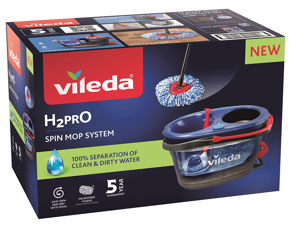 Vileda H2Pro Spin Mop Sistema Doppia Vasca con Secchio