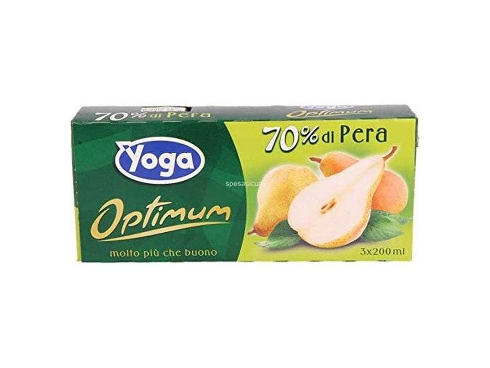 Yoga Succo alla Pera – 3 Brik da 200ml, Gusto Puro e Naturale