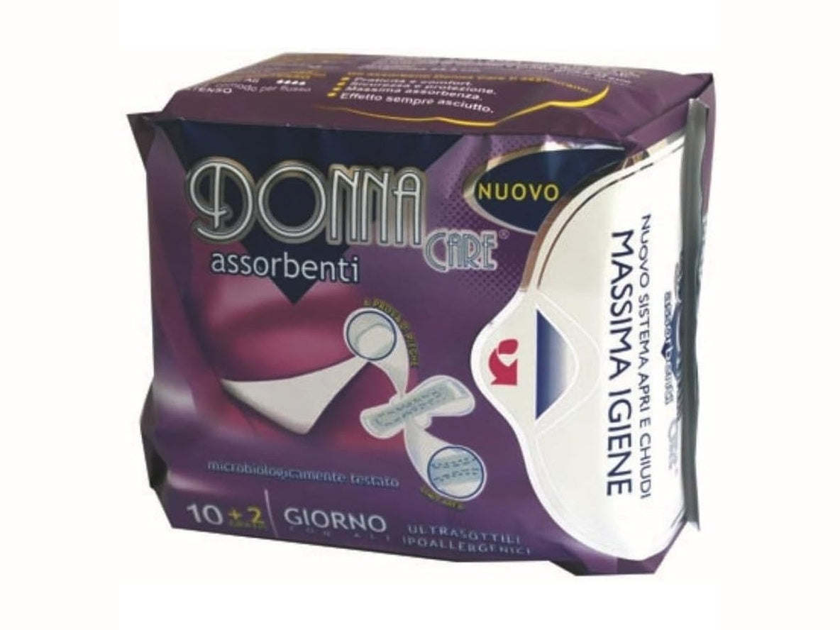 DonnaCare Assorbenti Giorno con Ali – Confezione da 10+2 Pezzi, Protezione e Comfort