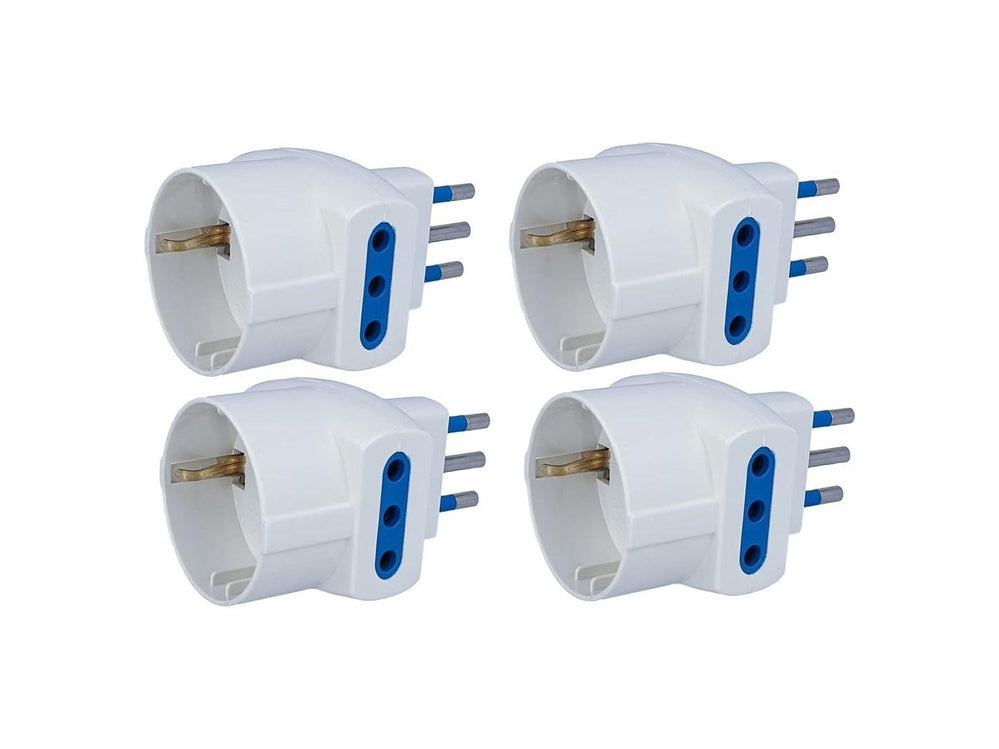 3-Outlet Adapter with 16A+T Plug and 2 Dual-Purpose Sockets with Schuko – Black and White Colors