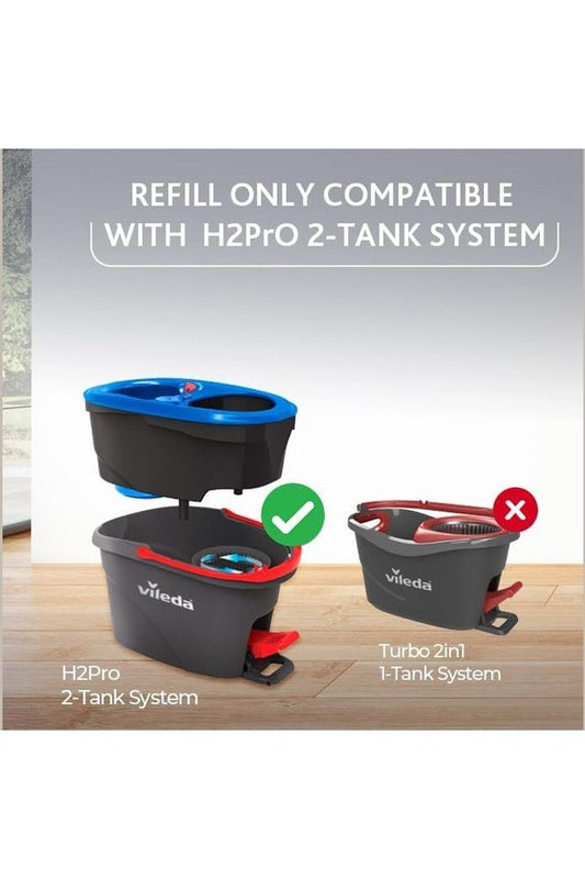 Vileda H2Pro Spin Mop – Sistema Lavapavimenti con Secchio a Doppia Vasca, Acqua Pulita ad Ogni Risciacquo