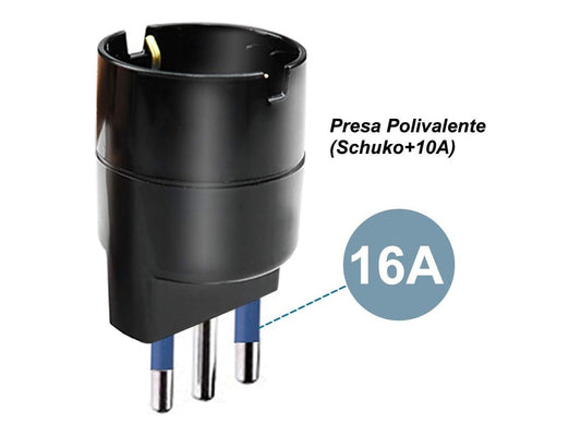 Adattatore da Presa Schuko a Spina 16A+T – Colori Nero e Bianco