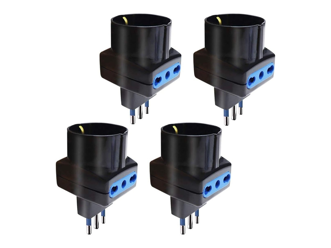3-Outlet Adapter with 16A+T Plug and 2 Dual-Purpose Sockets with Schuko – Black and White Colors
