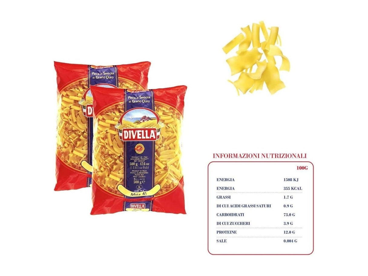 Divella Kit Pasta e Passata – 12 Confezioni da 500g (Fusilli, Rigatoni, Penne Ziti, Vermicelli, Mista, Paternosti Rigati) + 3 Bottiglie di Passata di Pomodoro 640g