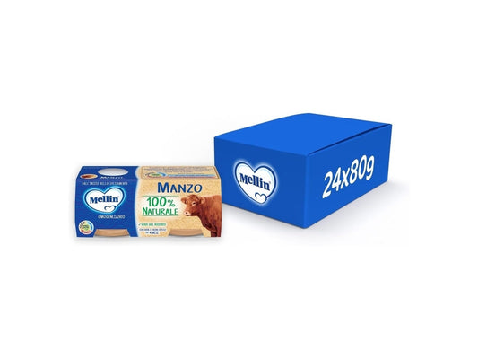 Omogeneizzato Mellin 80g Vitello – Confezione da 4 Pz per Neonati e Bambini