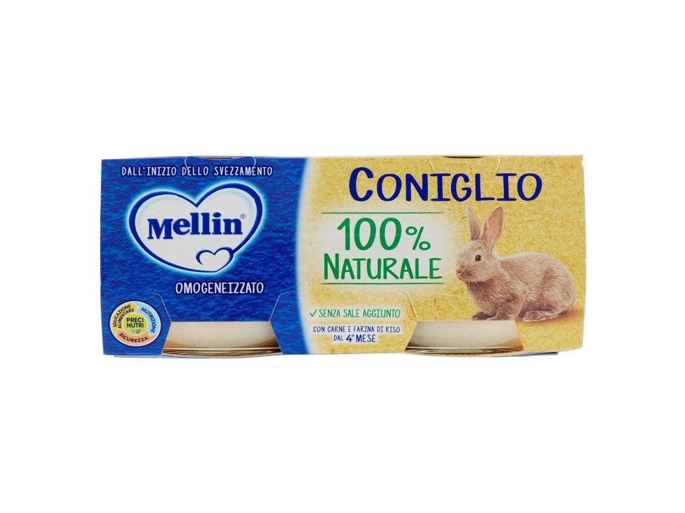 Omogeneizzato Mellin 80g Coniglio – Confezione da 4 Pz per Neonati e Bambini