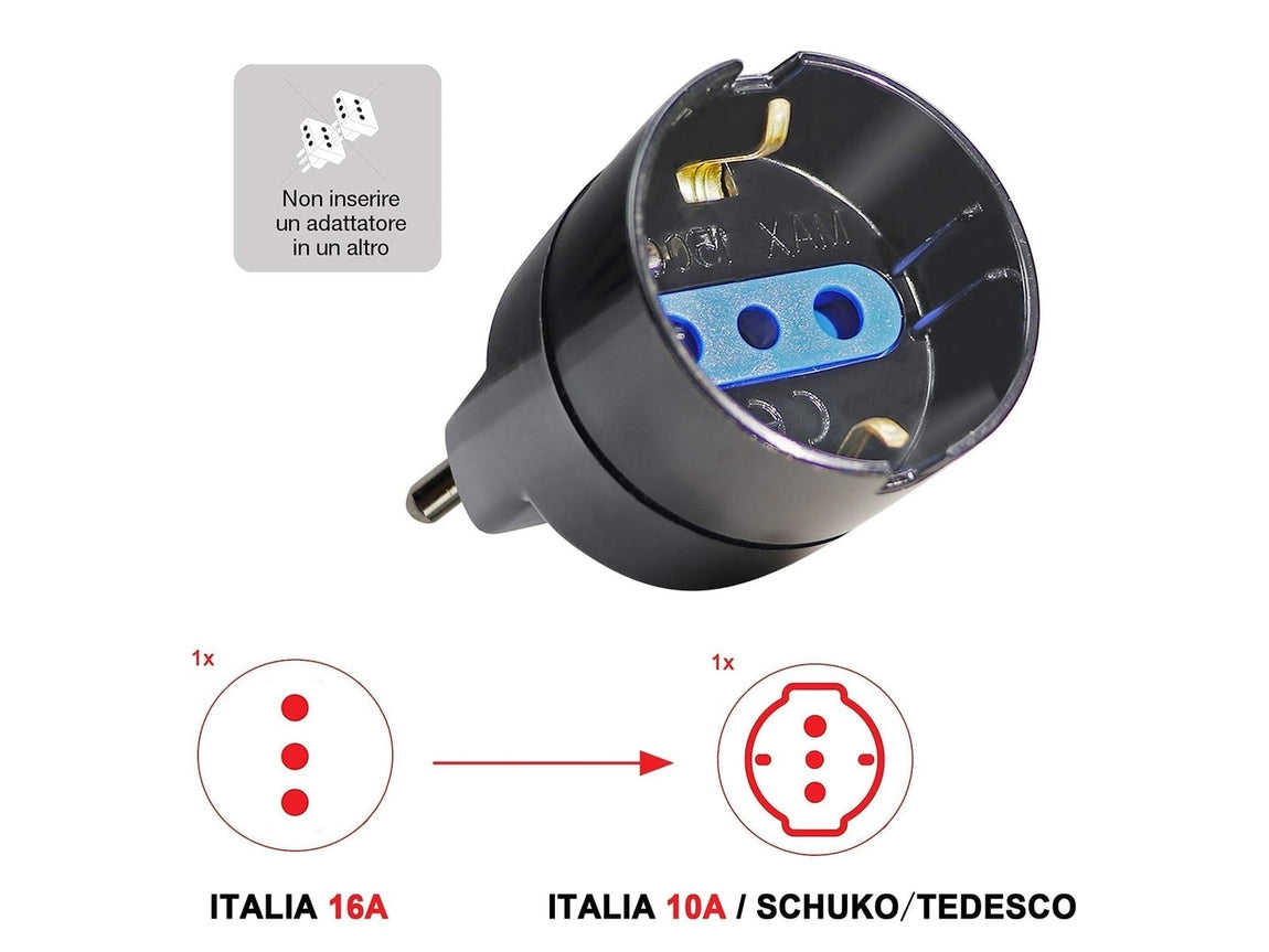 Schuko Socket to 16A+T Plug Adapter – Black and White Colors