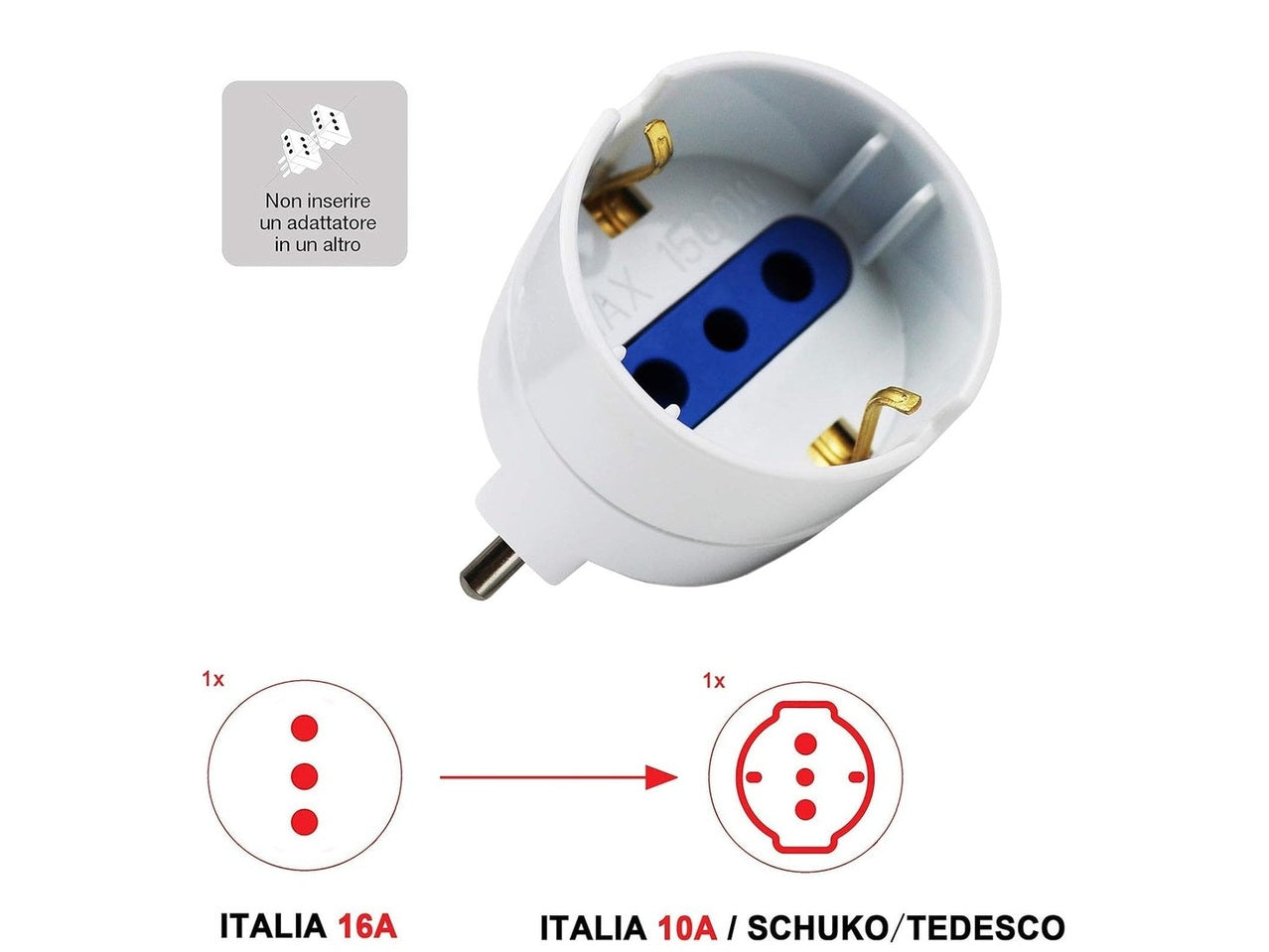 Schuko Socket to 16A+T Plug Adapter – Black and White Colors