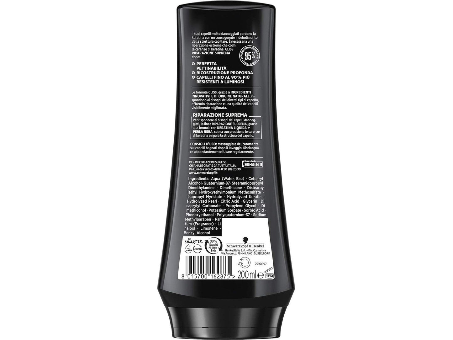 Balsamo Riparatore con Cheratina Liquida e Perla Nera – 200 ml