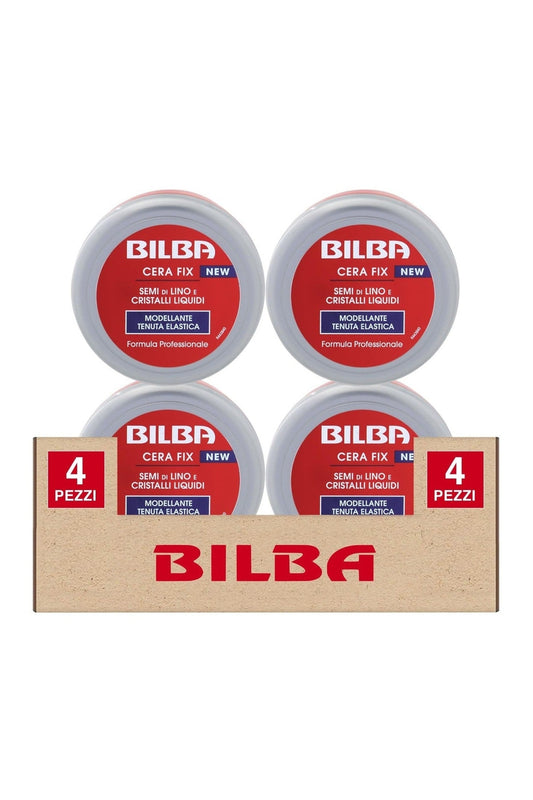 Bilba Cera Fix Modellante Capelli con Semi di Lino e Cristalli Liquidi Tenuta Elastica con Leggero Effetto Bagnato Profumazione Fresca Formula Professionale - 4 Barattoli da 100ml ognuno