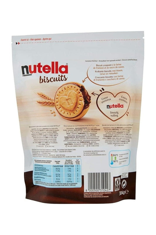 Biscotti Nutella Biscuits 304g (22 pezzi) – Cuore Cremoso di Nutella in un Guscio Croccante