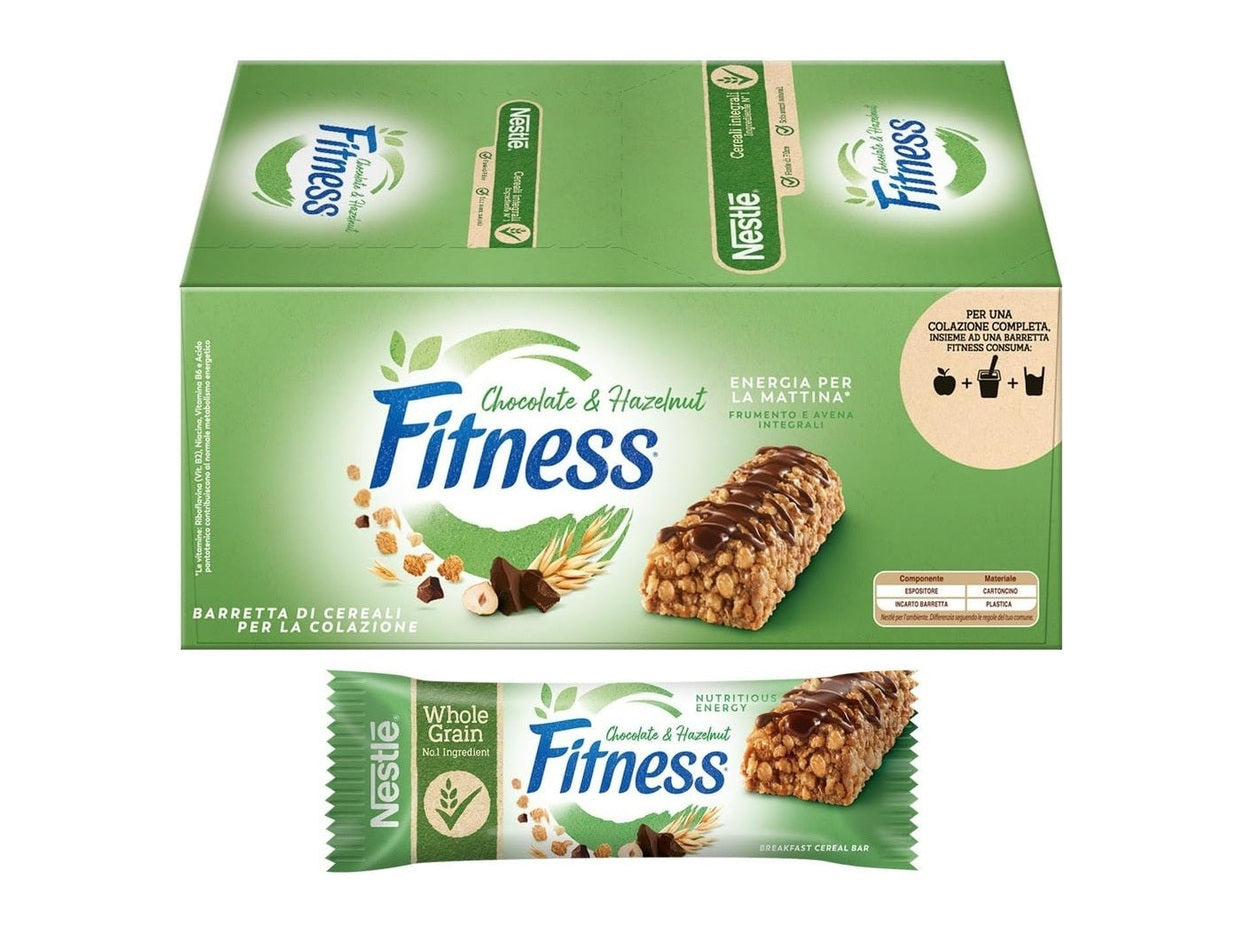 Barretta Fitness 22,5g Cioccolato al Latte Gusto Nocciola Nestlé (24pezzi)