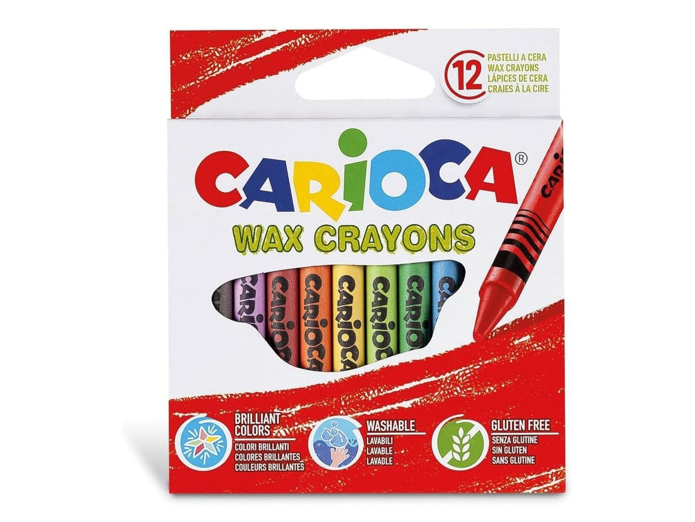 Carioca Jumbo Wax Crayons 12 Pieces - Bright and Safe Colors for Children, Ideal for Drawing and Creativity