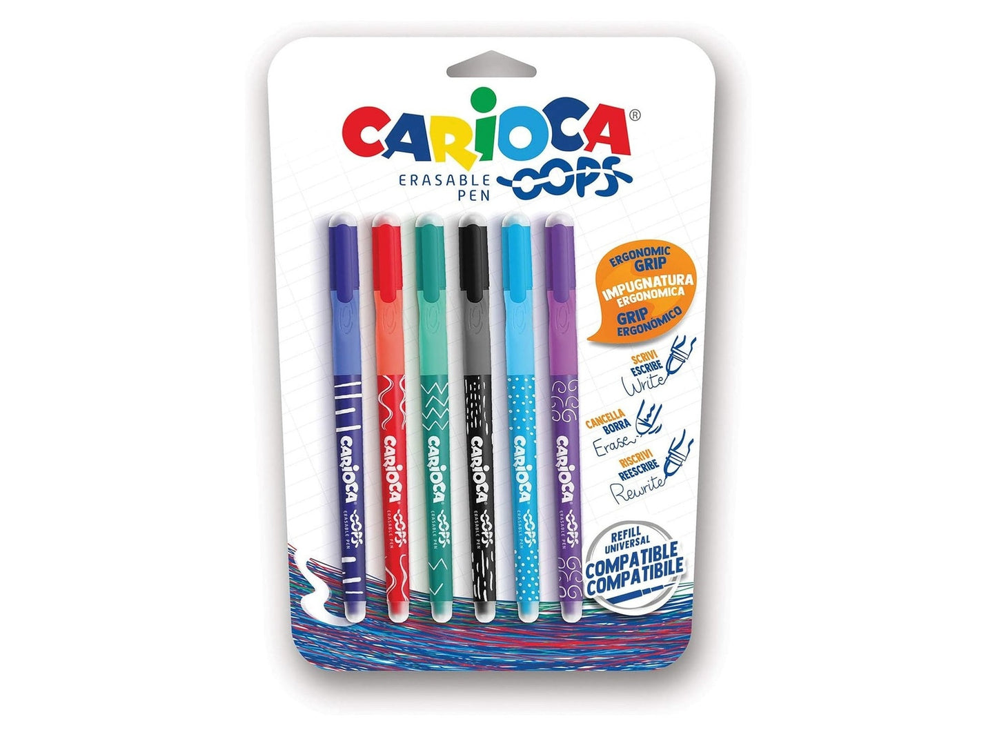 Penne Carioca Cancellabili 6 Pezzi – Colorate, Perfette per Scuola e Tempo Libero
