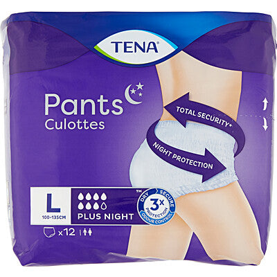 TENA Pants Plus Night Large 12pz Mutandine Assorbenti Notturne x 4 pz