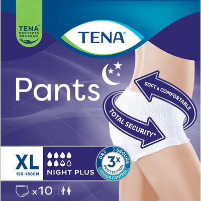 TENA Pants Plus Night XL 10pz Mutandine Assorbenti Notte Incontinenza x 4 pz