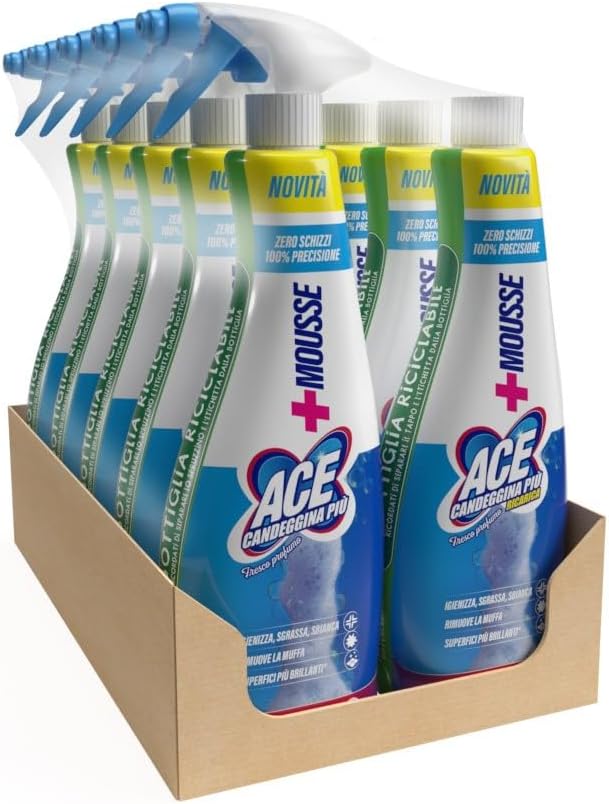 ACE Spray Mousse Candeggina Più Casa e Bucato Fresco Profumo 690 ml 10pz