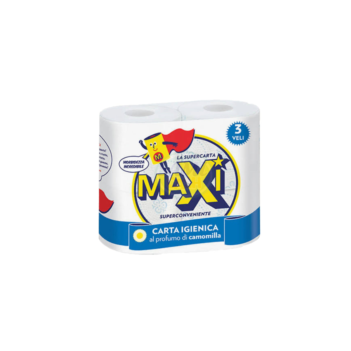 Carta Igienica Maxi 4Rot 3V Camomilla Pack da 10 - Totale Rotoli 40