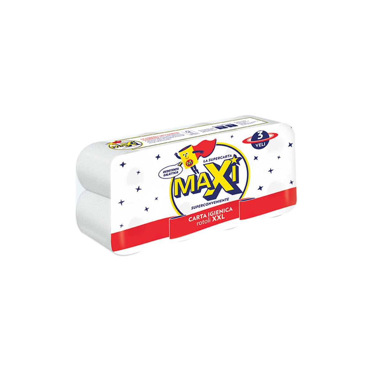 Carta Igienica Maxi 8Rot 3V XXL Pack da 9 - Totale Rotoli 72