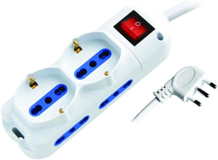 Presa Multipla con Interruttore 3 Prese Schuko 10/16A + 6 Prese 10/16A Spina 16A