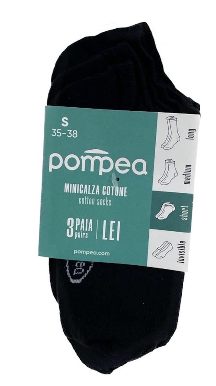 CALZINI MINI POMPEA 3 PAIA IN COTONE TG.43/46 NERO x 7 pz