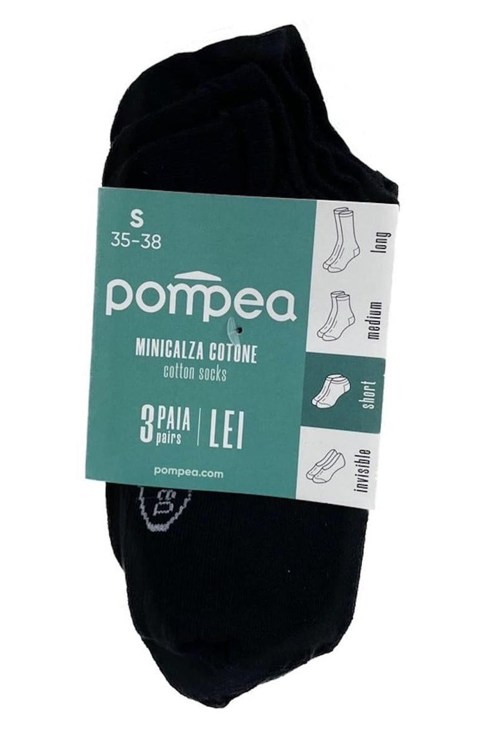 CALZINI MINI POMPEA 3 PAIA IN COTONE TG.43/46 NERO x 7 pz
