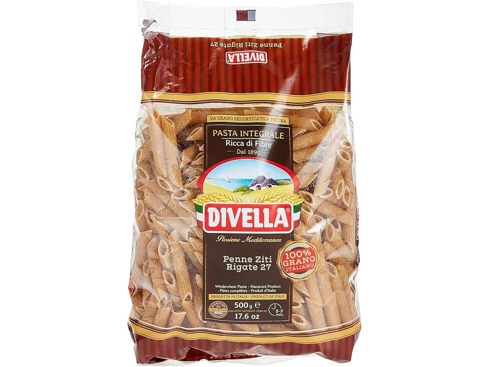 Pasta Divella Penne Ziti Rigate Integrali 500g – Pasta Integrale di Semola di Grano Duro