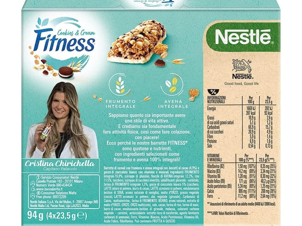 Barretta Fitness 4pz Cookies & Cream Nestlé – Snack Goloso e Nutritivo