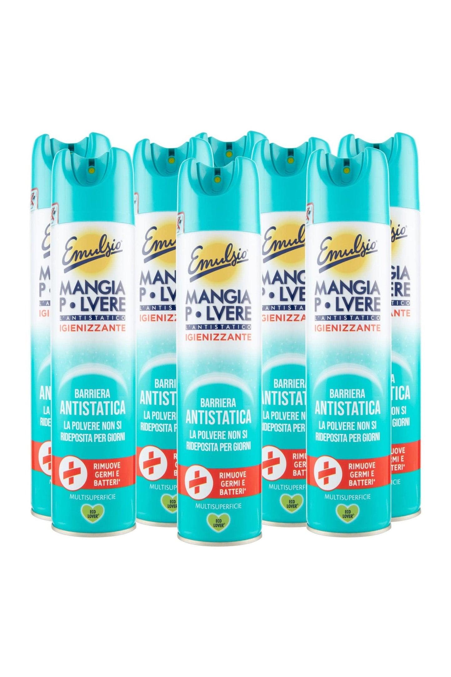 Emulsio Mangia Polvere L'antistatico Igienizzante Multisuperficie Rimuove Polvere Germi e Batteri - 8 Flaconi Spray da 300ml ognuno