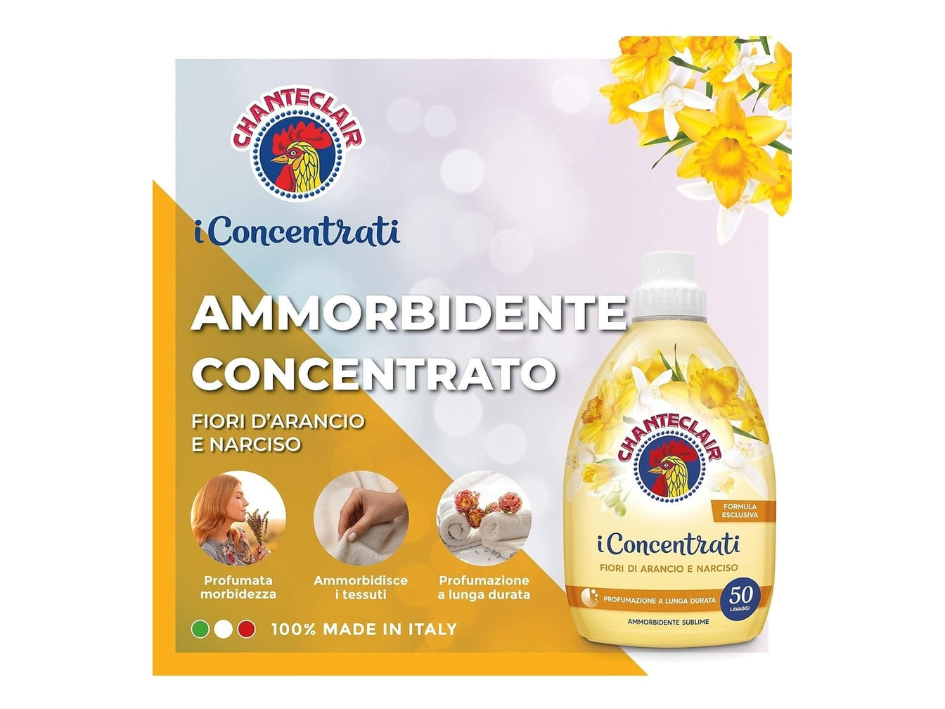 Chanteclair Ammorbidente Concentrato Fiori d’Arancio e Narciso – 90 Lavaggi, 1,8L, Profumo Intenso e Freschezza Duratura