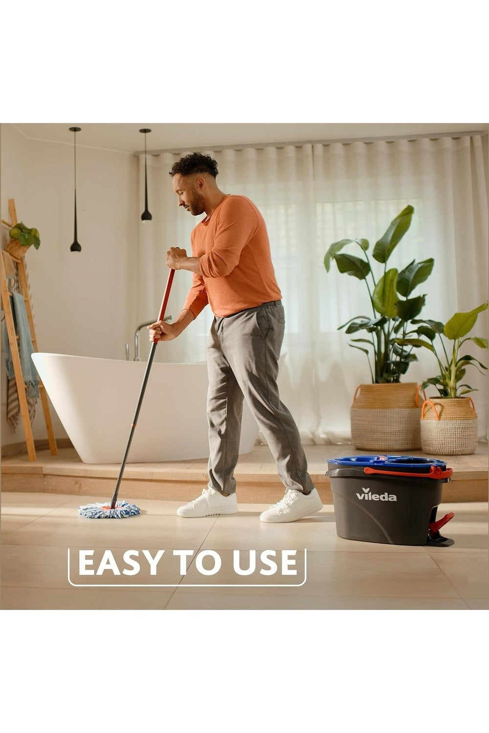 Vileda H2Pro Spin Mop – Sistema Lavapavimenti con Secchio a Doppia Vasca, Acqua Pulita ad Ogni Risciacquo