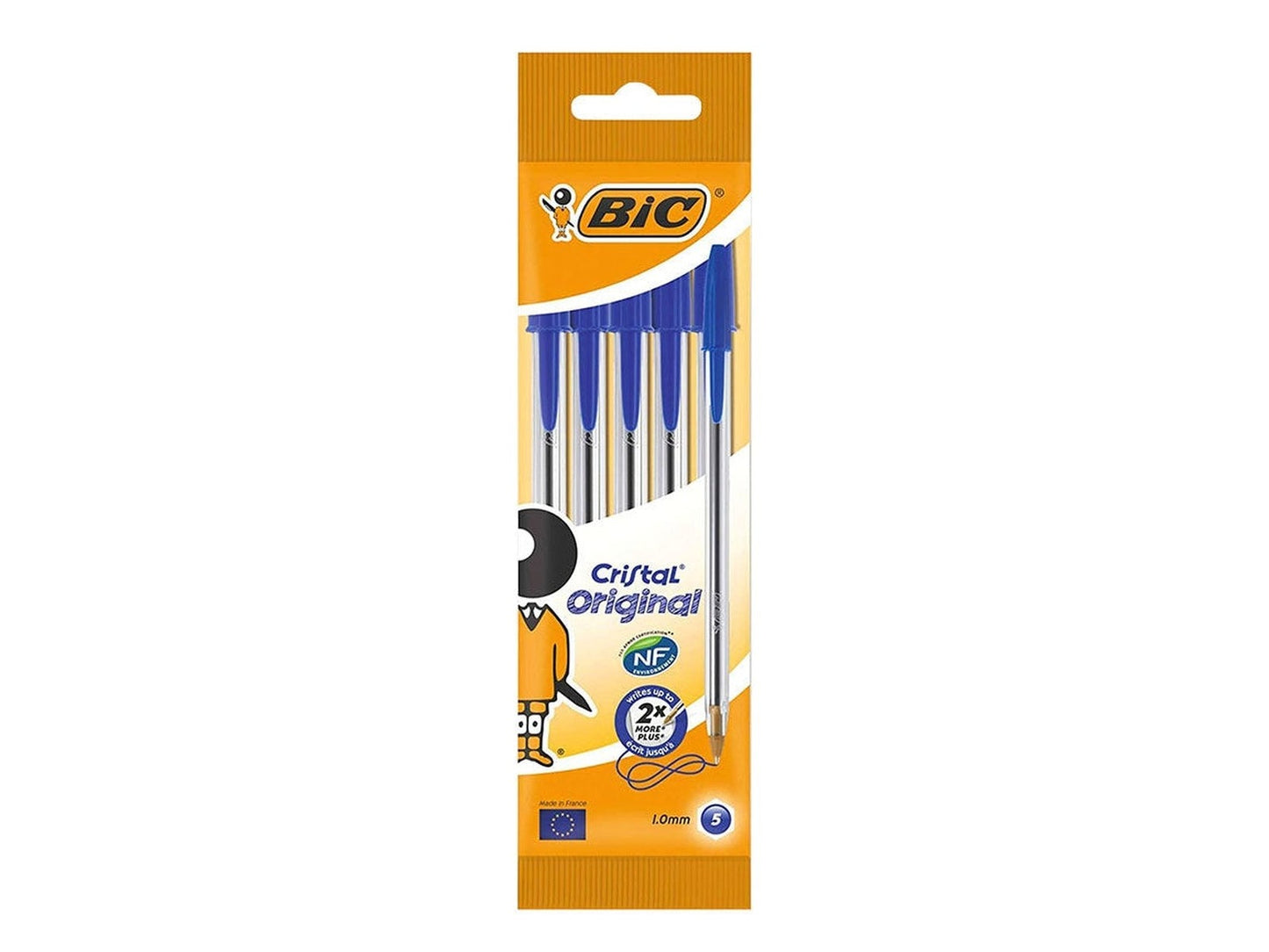 Penne BIC Cristal Original Blu – Confezione 4 Pezzi, Punta Media per Scrittura Fluida