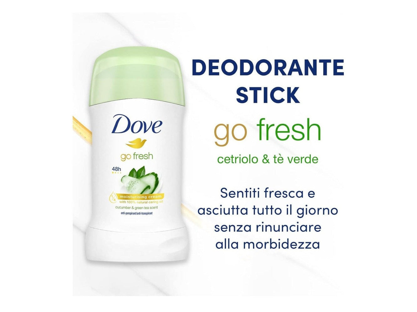 Deodorante Dove Stick 40ml Go Fresh Cetriolo e Tè Verde 0%