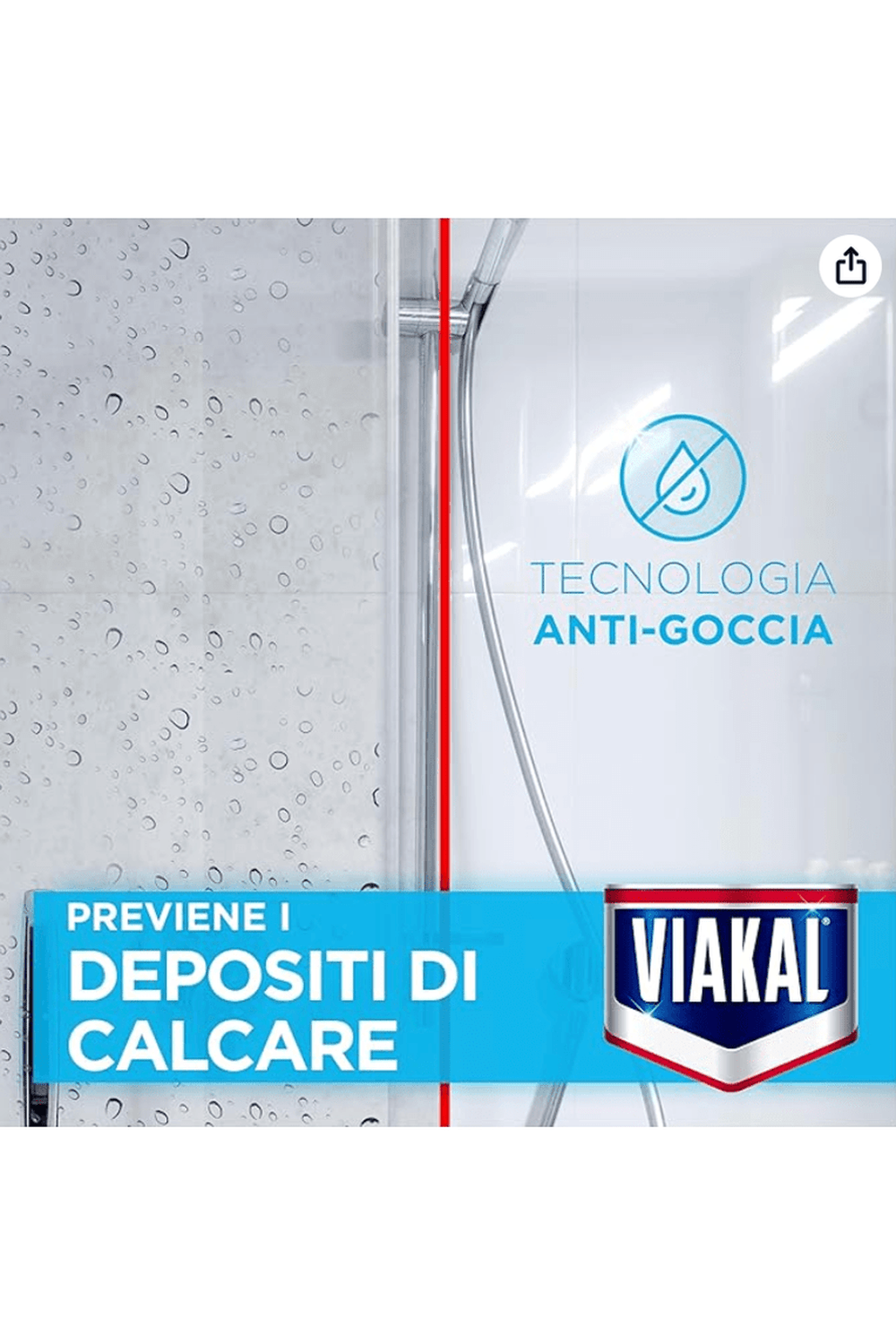 Viakal Doccia Anticalcare Spray 470ml – Rimuove il Calcare e Protegge le Superfici della Doccia