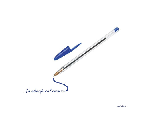 Penne BIC Cristal Original Blu – Confezione 4 Pezzi, Punta Media per Scrittura Fluida