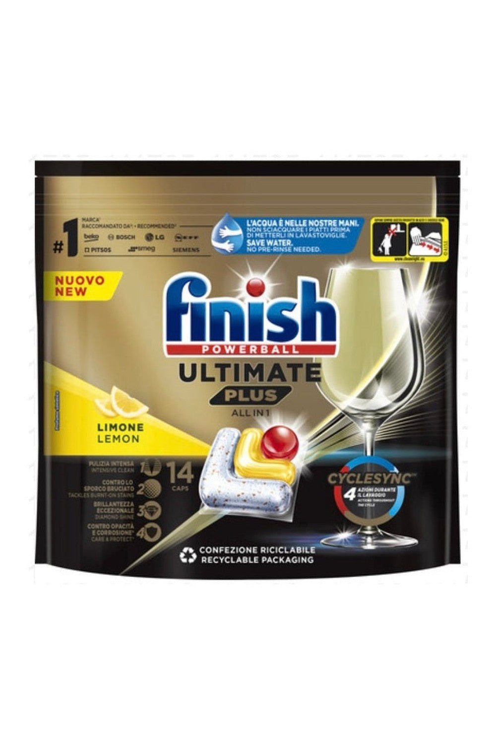 Finish Ultimate Plus All in One 14 Tabs Limone – Massima Efficacia e Freschezza Intensa per la Tua Lavastoviglie