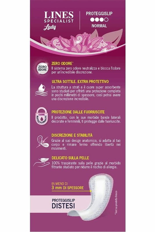 Lines Specialist Lady Proteggislip Normal – Ultra Sottili, Zero Odore, Per Incontinenza Donna, Formato Scorta