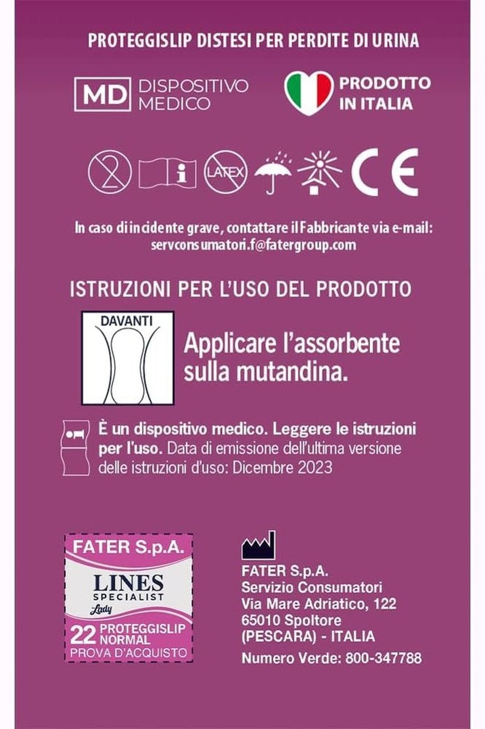 Lines Specialist Lady Proteggislip Normal – Ultra Sottili, Zero Odore, Per Incontinenza Donna, Formato Scorta
