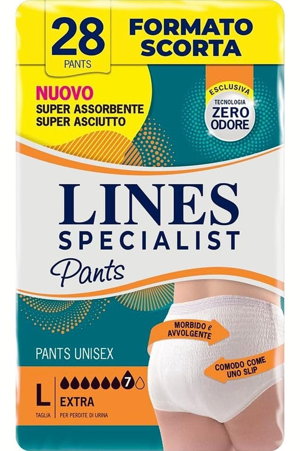 Lines Specialist Unisex Extra Pants Large – Pannolone a Mutandina, Alta Protezione per Incontinenza, Confezione da 7 Pezzi