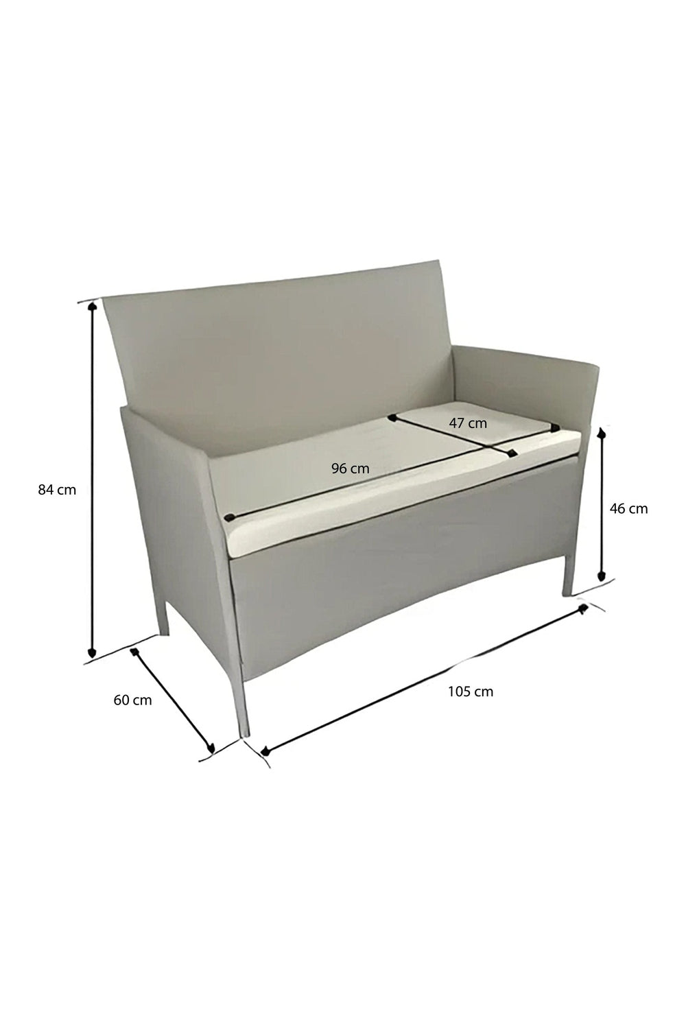 DIVANETTO CON 2POLTRONE E TAVOLINO 4PZ NEW SMART COLORE GRIGIO