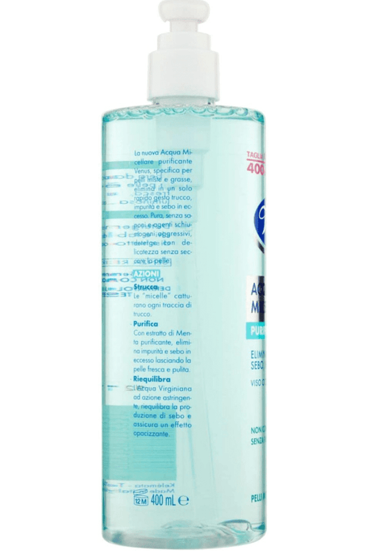 Acqua Micellare Venus 400ml Purificante – Detergente Viso e Occhi per Pelle Mista e Grassa